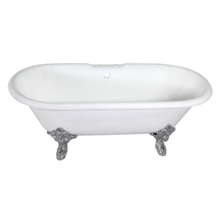 Aqua Eden Clawfoot Bathtubs, 72 L, 31.88 W, White/Polished Chrome, Cast Iron VCT7DE7232NL1